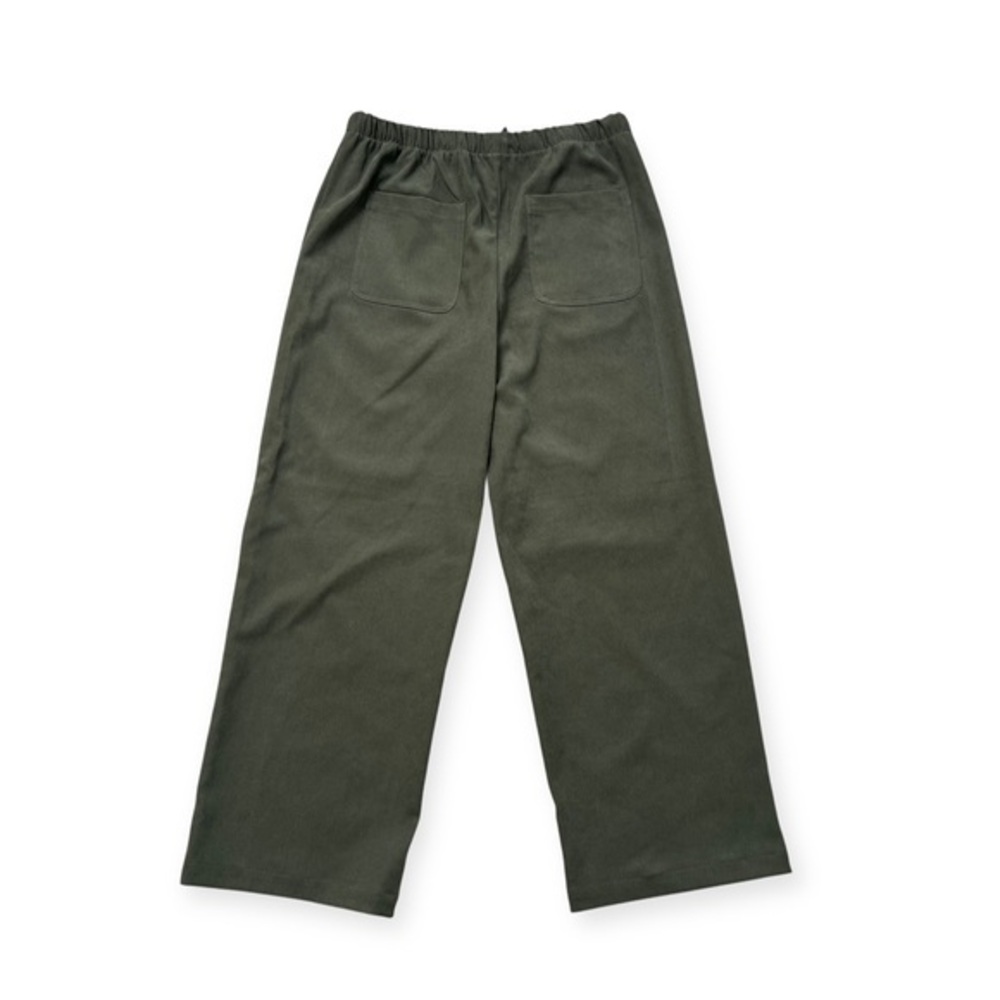 Zara Textured Faux Suede Wide Leg Pants Green Dark Khaki 8372/245/507 Sz XL - Picture 4 of 10
